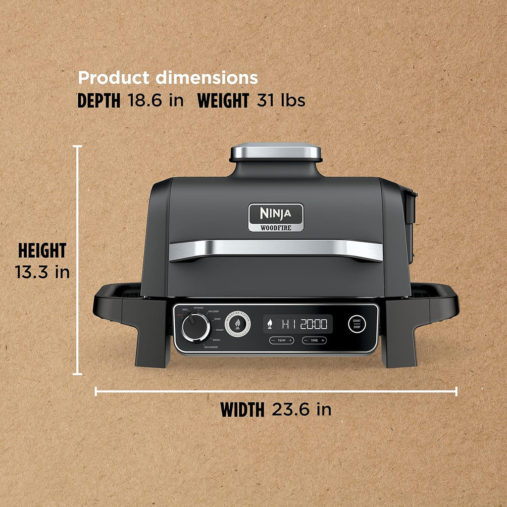 Ninja 7-in-1 Portable Electric Outdoor Grill And Smoker With Thermometer, Grey - OG751BRN