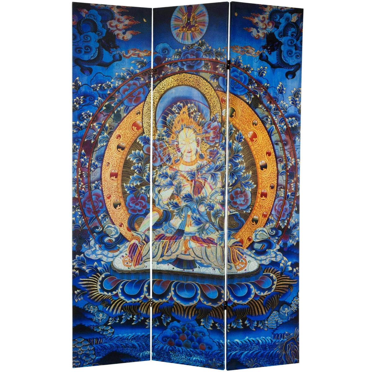 Tara Tibetan Double-Sided Canvas Room Divider - 6 ft. Tall