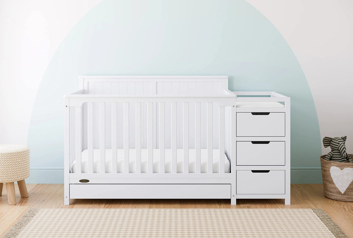 Graco Hadley 5-in-1 Convertible Crib And Changer With Drawer, White - 04586-701