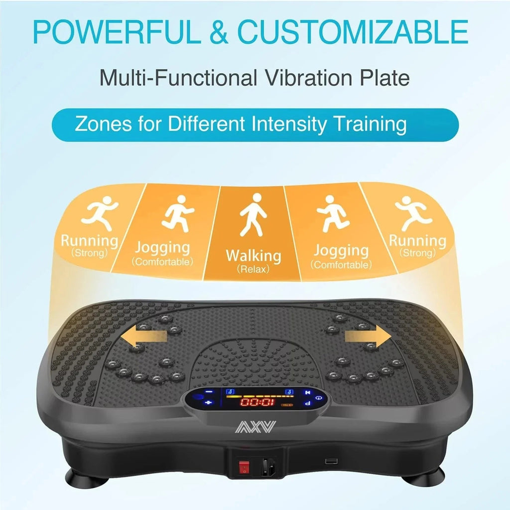 AXV Vibration Plate Fitness Platform, Gray, 2 Resistance Bands - Slim-Gray