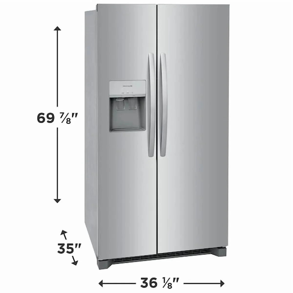 Frigidaire 26 Cu. Ft. 36in Standard Depth Side-by-Side Refrigerator, Stainless Steel - FRSS2623AS