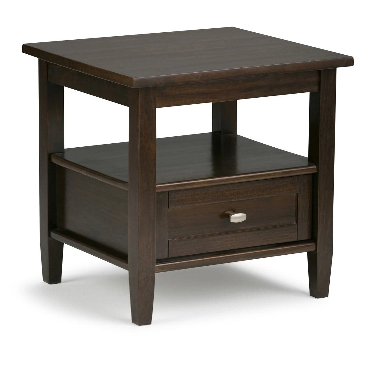 Solid Wood Rectangle End Table With Drawer And Shelf, 18.1in D x 20in W x 19.5in H - Norfolk