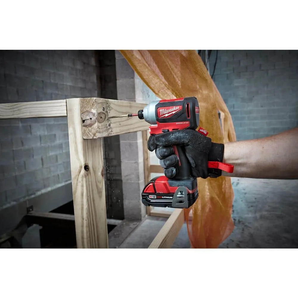 Milwaukee M18 18V Lithium-Ion Brushless Compact Drill/Impact Combo Kit, 2-Tool - 2892-22CT