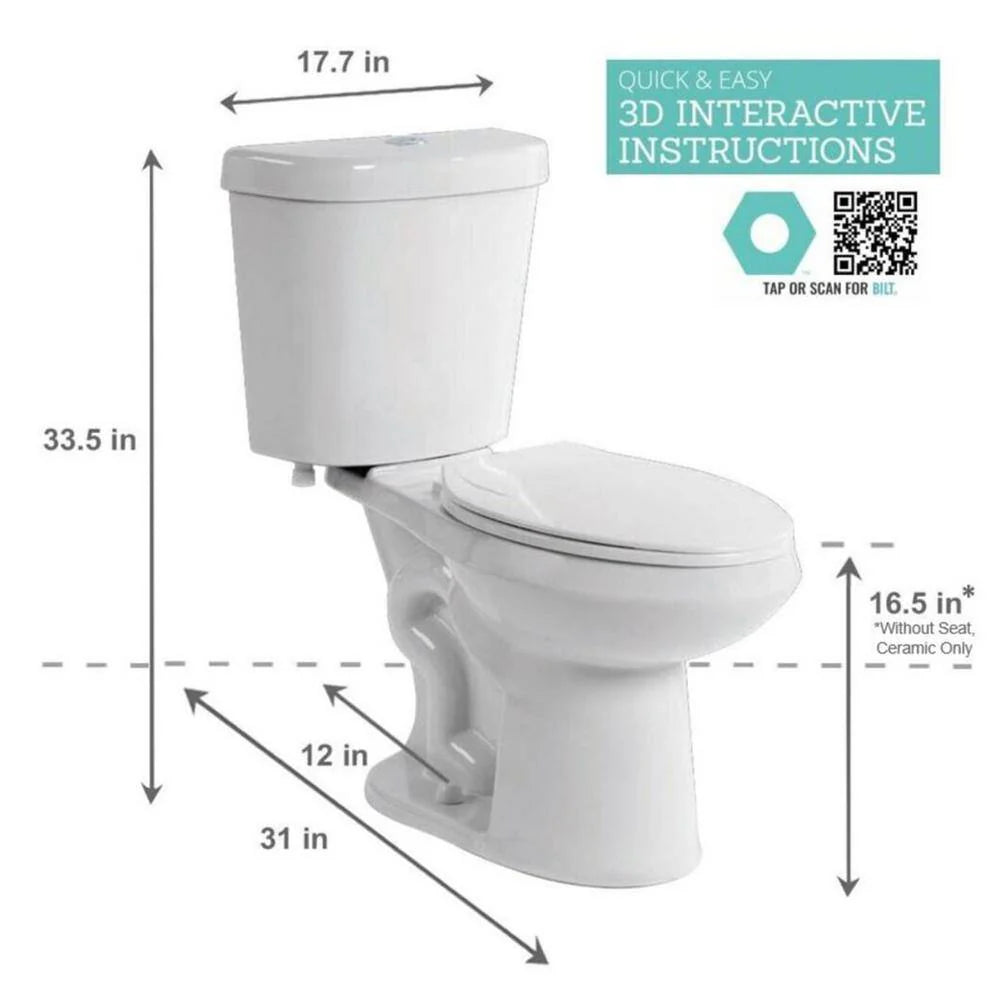 Glacier Bay 2-Piece 1.28 GPF High Efficiency Single Flush Elongated Toilet - White