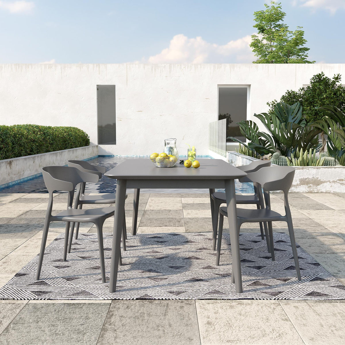 Novogratz Poolside Felix Stacking Dining Chairs, Indoor/Outdoor, 4-Pack, Charcoal