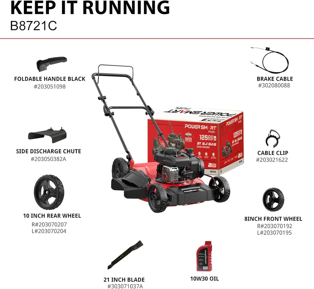 PowerSmart 21 in Gas Push Lawn Mower With 125cc Briggs And Stratton E300 Engine - 2-in-1