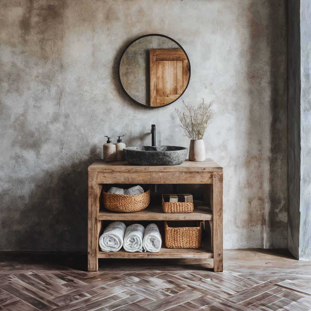 Custom Bathroom Vanity Cabinet, Live Edge Rustic Solid Wood