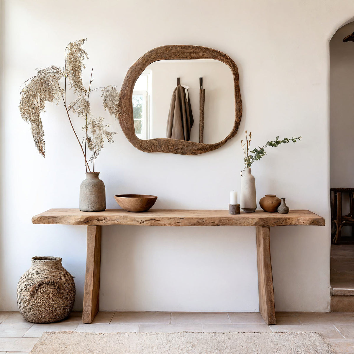 Entryway Table, Rustic Wood Console Table for Hallway or Foyer