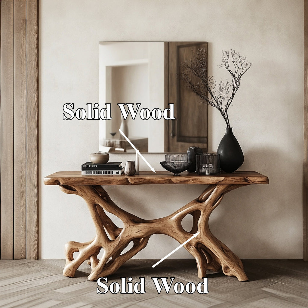 Handcrafted Console Table, Rustic Modern Solid Wood Sofa Table