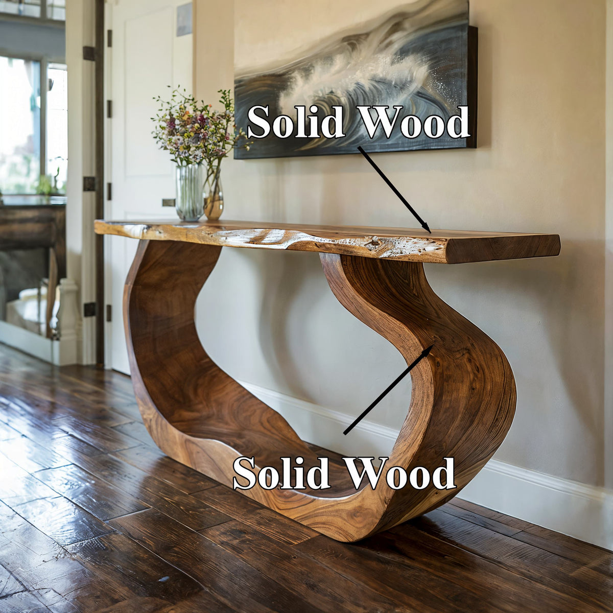 Entryway Table, Handcrafted Natural Wood Console for Foyers