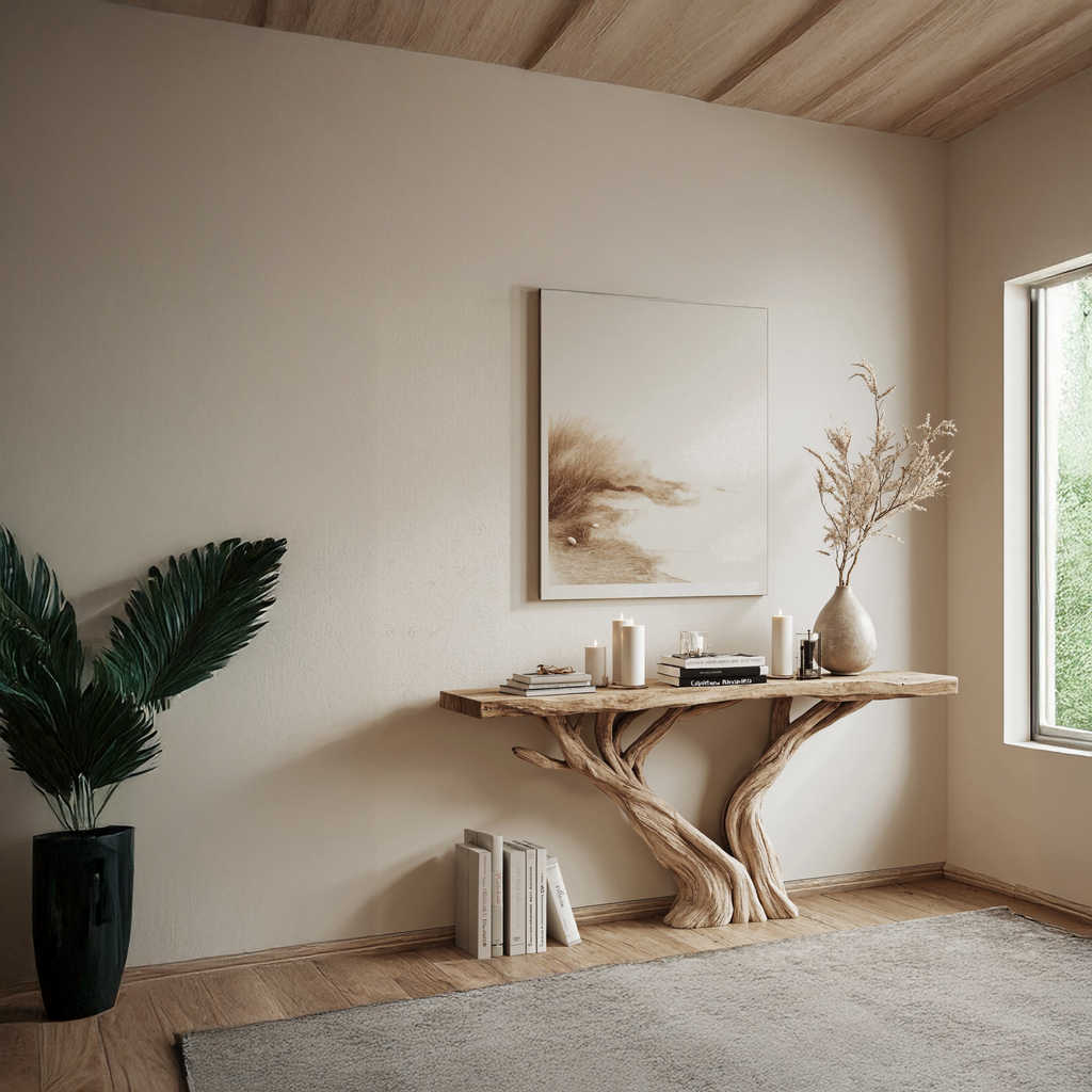 Live Edge Console Table, Handcrafted Rustic Wood Hallway Table