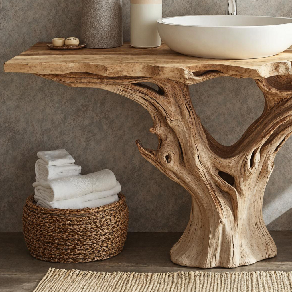 Farmhouse Bathroom Vanity Live Edge Natural Wood Vanity Top