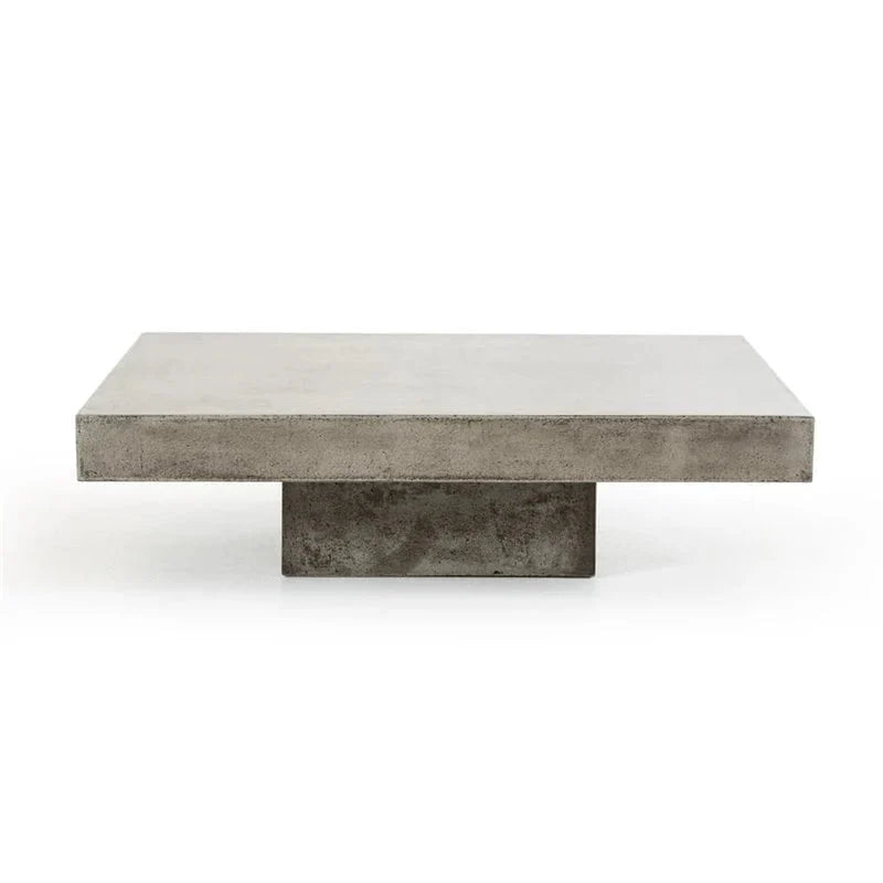 Modrest Morley Square Modern Concrete Stone Coffee Table, Dark Gray, 12in H x 43in W x 43in D