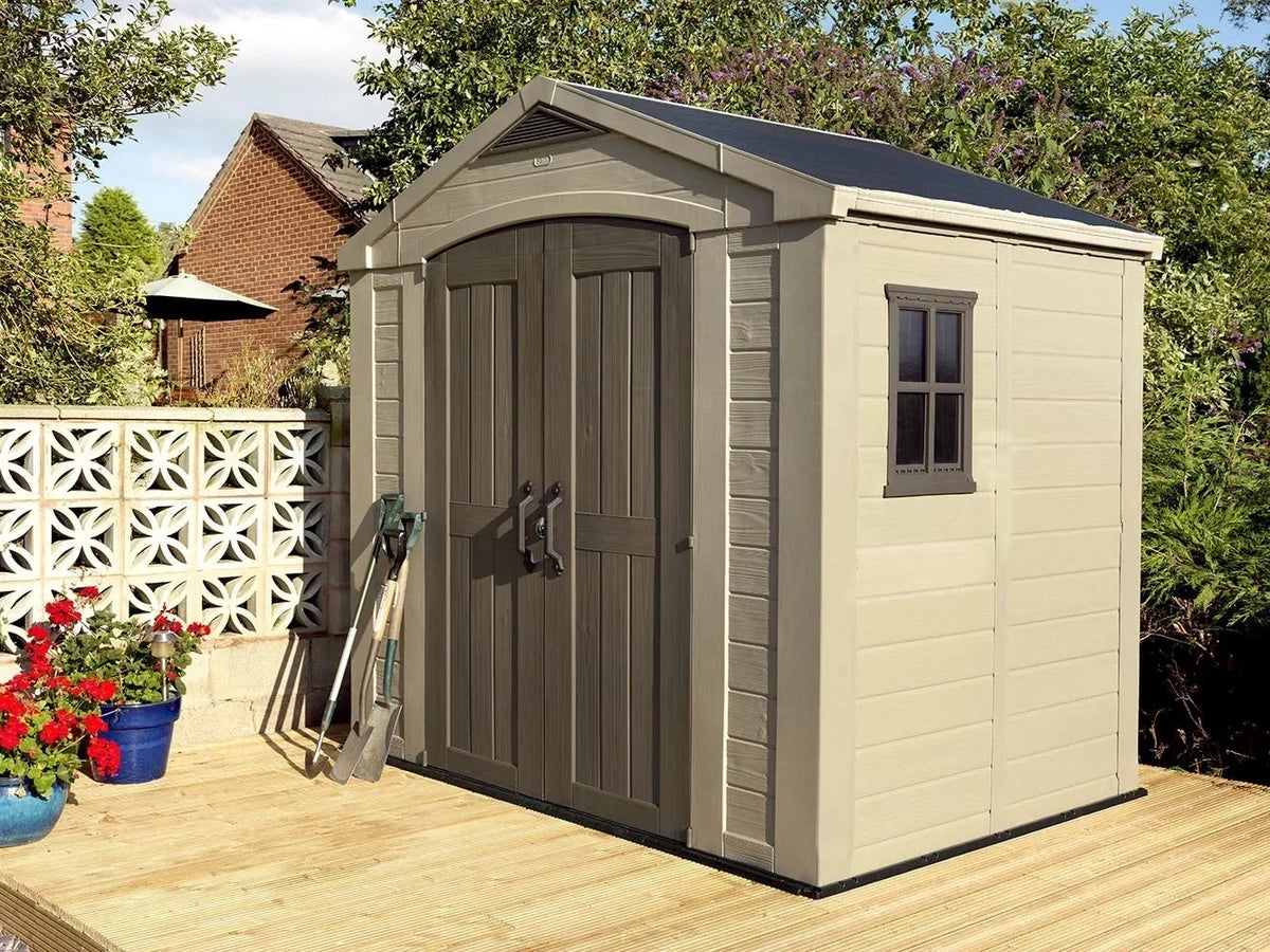 Keter Resin Outdoor Storage Shed, 8 x 11 Foot, 550 Cu. Ft., Taupe