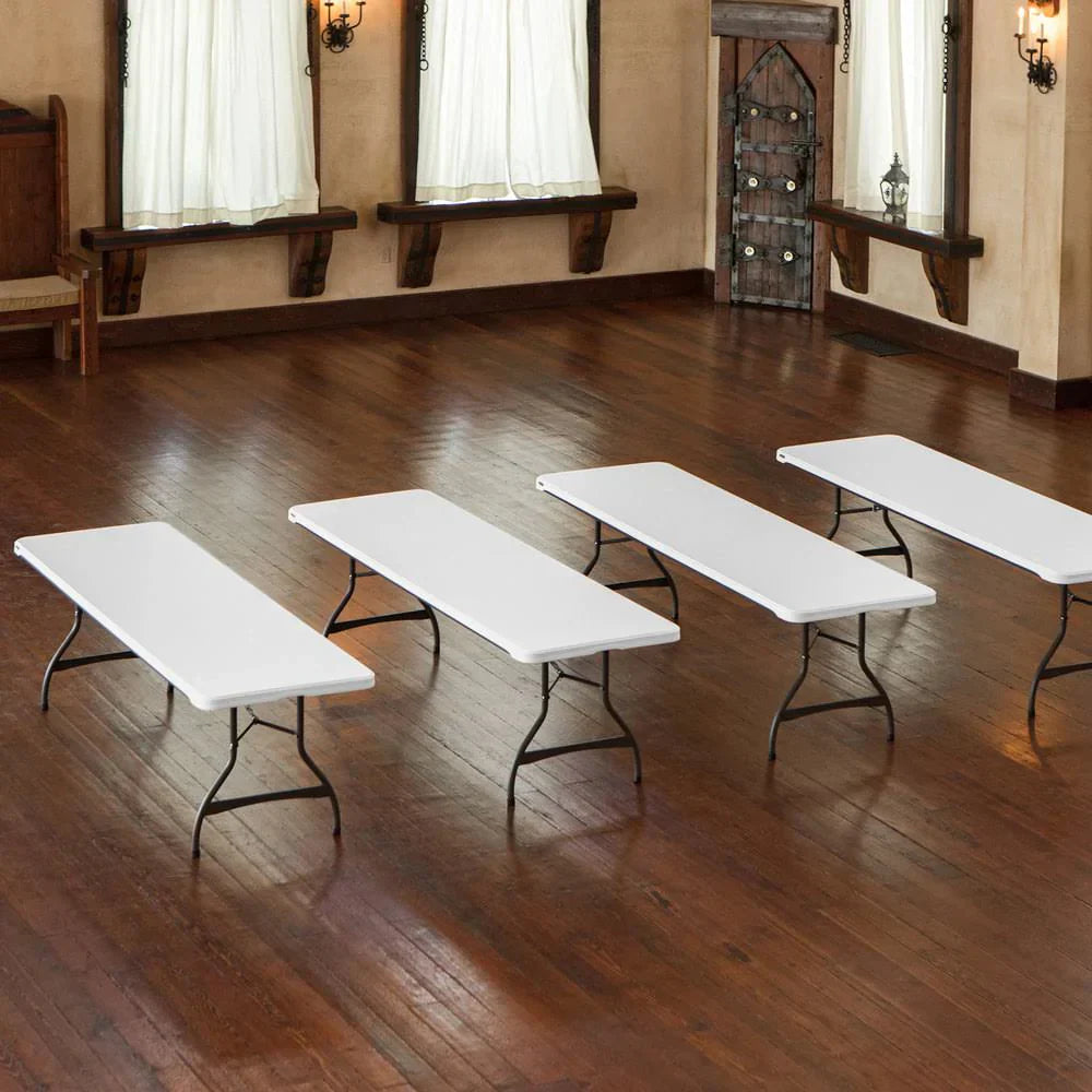 Lifetime Commercial Stacking Folding Tables, White, 4-Pack, 8 ft x 30 in - 80344
