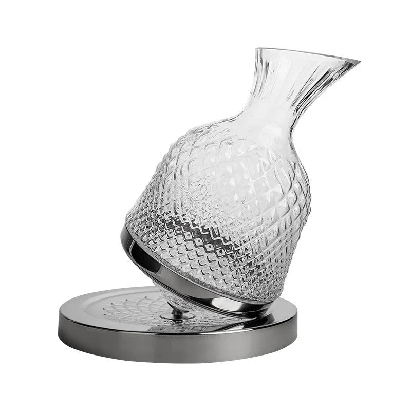 Glass Wine Decanter With Metal Display Stand