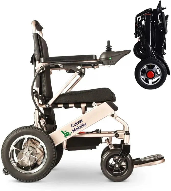 Culver Mobility Folding Electric Power Wheelchair - Silver, 17.5 inc