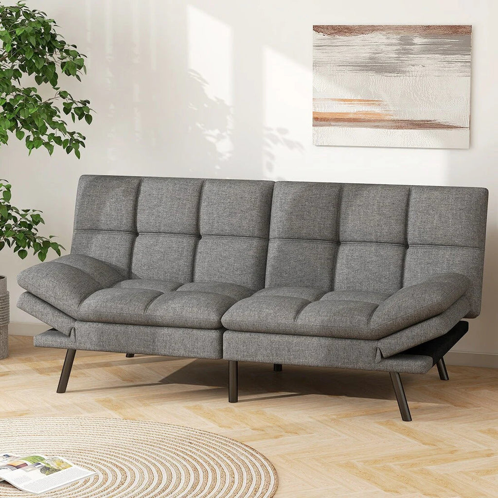 Convertible Futon Sofa Bed With Memory Foam, 71in
