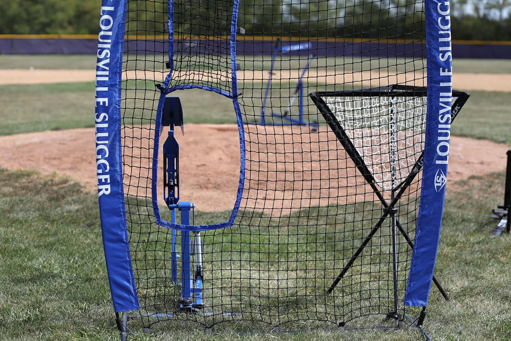 Louisville Slugger Blue Flame Pitching Machine, Blue, Metal, 32 x 14 x 6 Inches