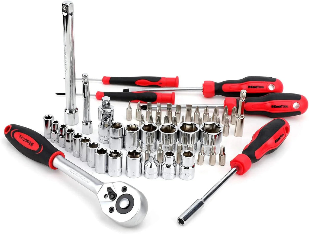 KINGTOOL 286-Piece Home Auto Repair Tool Set With Rolling Tool Box And 21V Max Cordless Power Drill