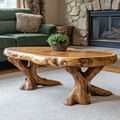 Wood Coffee Table for Living Room, Natural Grain Centerpiece Table