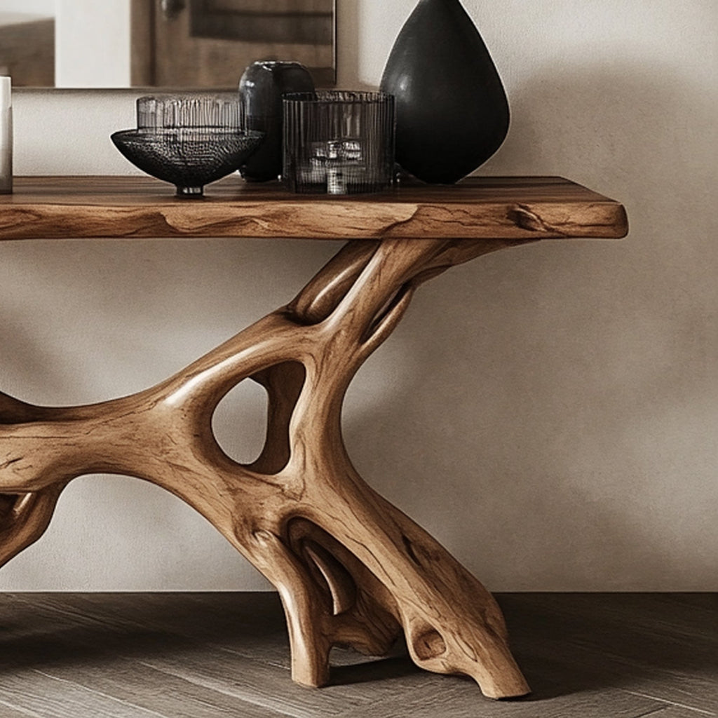 Handcrafted Console Table, Rustic Modern Solid Wood Sofa Table