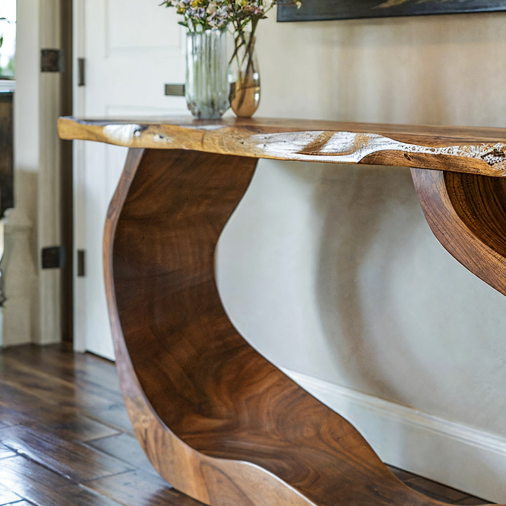 Entryway Table, Handcrafted Natural Wood Console for Foyers