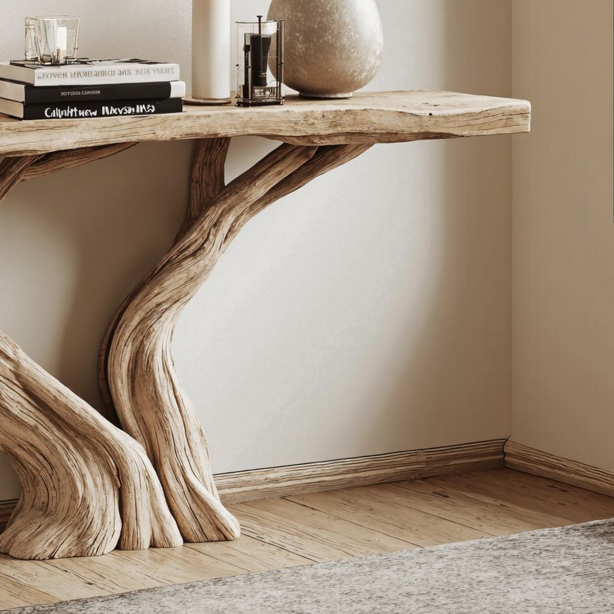 Live Edge Console Table, Handcrafted Rustic Wood Hallway Table