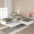 White Twin Size L-Shaped Platform Bed With Trundle And 2 Drawers