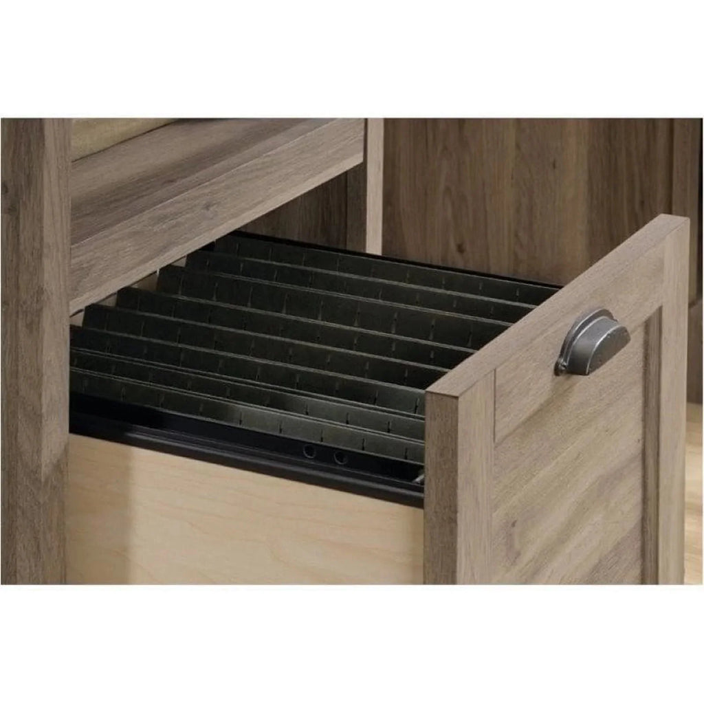 Bowery Hill Traditional Wood Executive Desk With File Drawer, Salt Oak