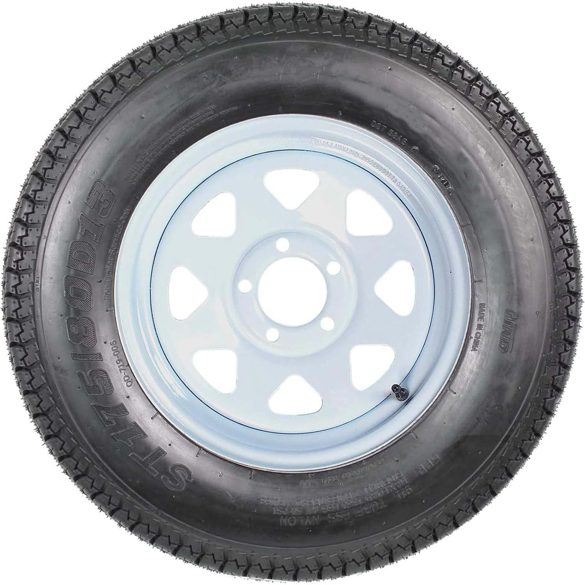 Set Of 2 Trailer Tire And Wheel Assemblies 175-80 5 Lug 6PR White Spoke Load Range C