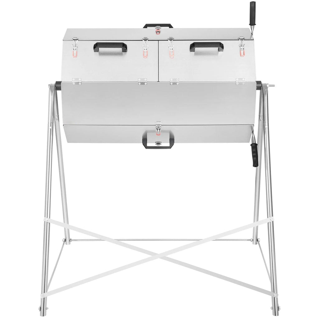 33 Gallon Steel Outdoor Dual-Chamber Compost Tumbler Bin