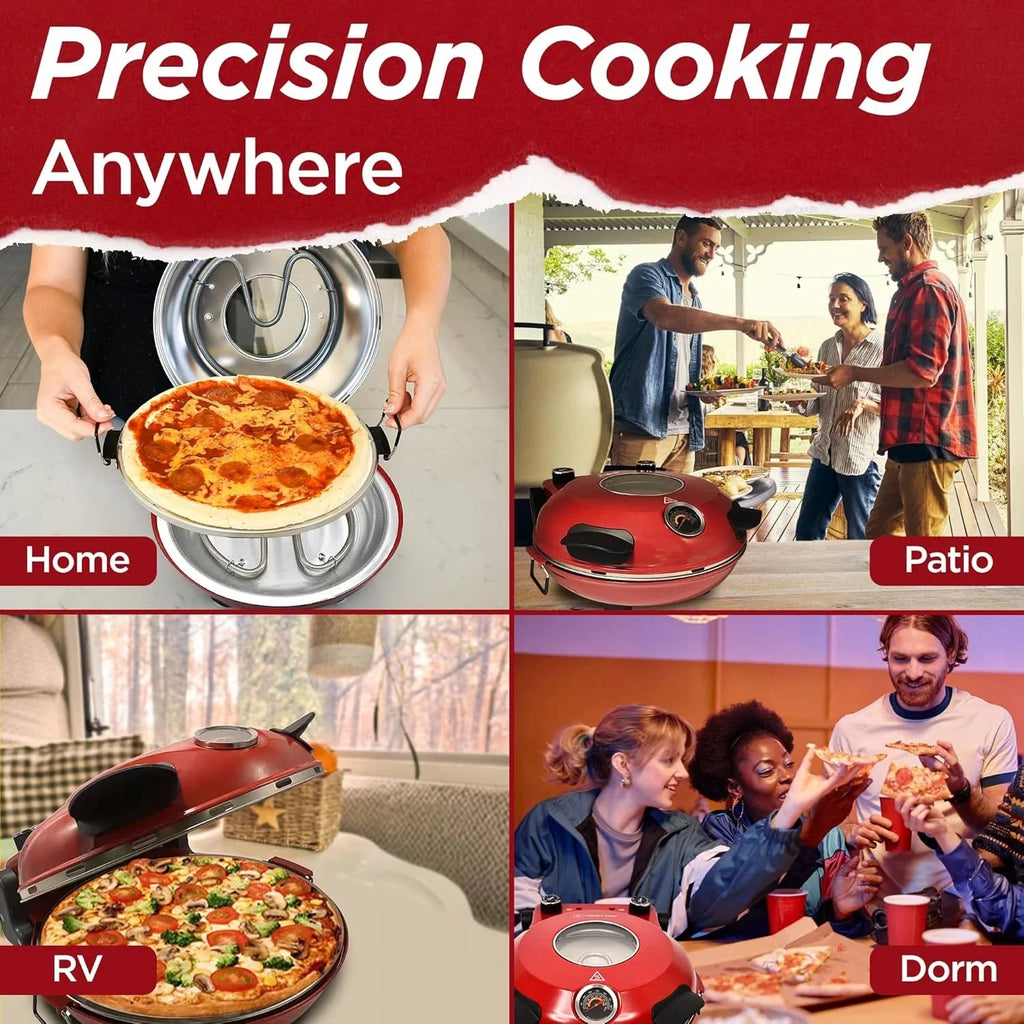 Electric Pizza Oven With Ceramic Stone, 1200W, 12 in Capacity - CCPP1200