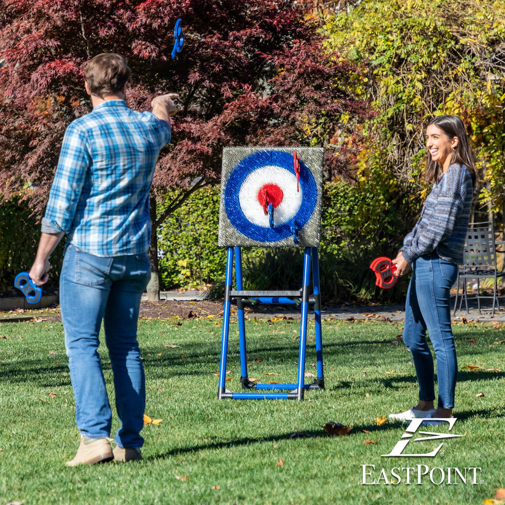 EastPoint Deluxe Steel Frame Axe Throw Target Game Set - 8 Axes