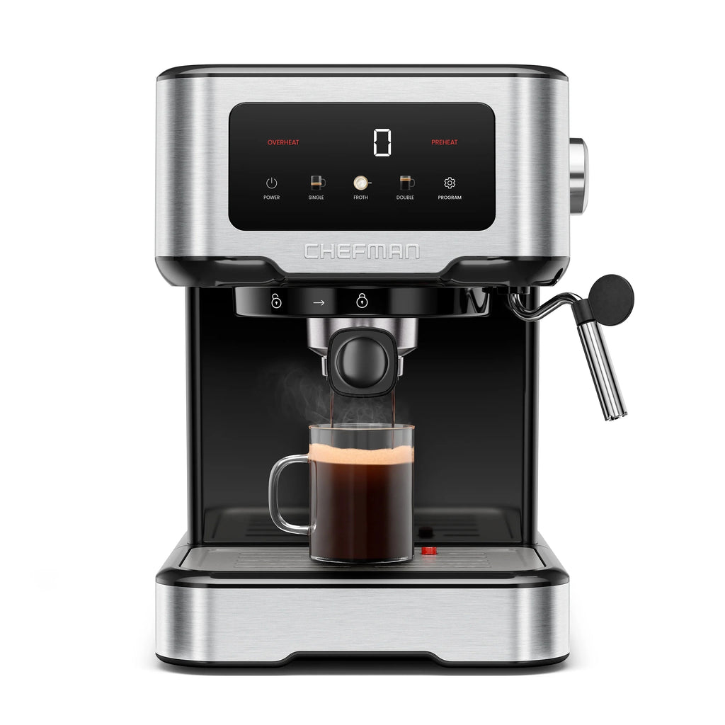 Chefman CraftBrew Espresso Machine With Steam Wand, Touch Controls, Stainless Steel - RJ54-SS-15-D