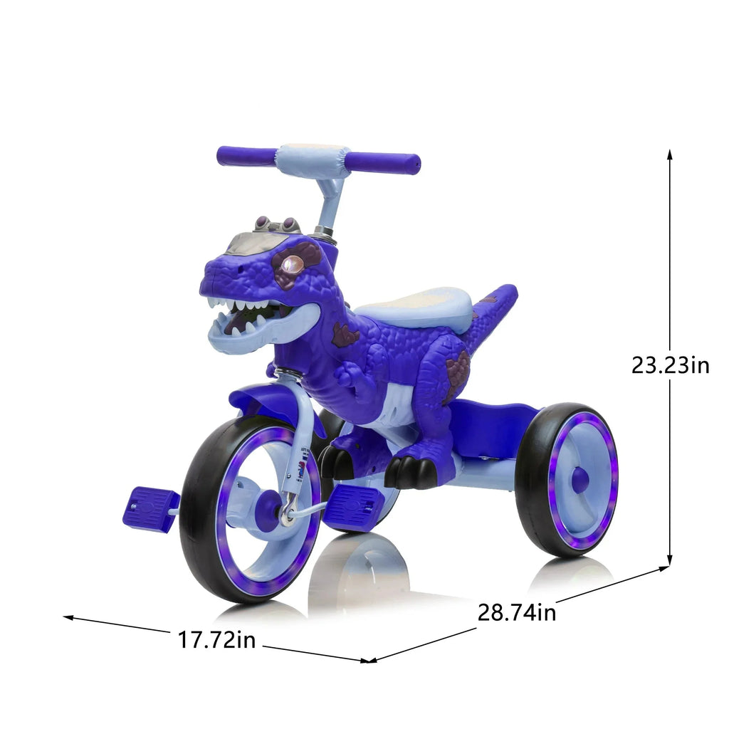 Xuanlur Kids' Dinosaur Tricycle With Flash Wheels, Music And LED Lights - Green