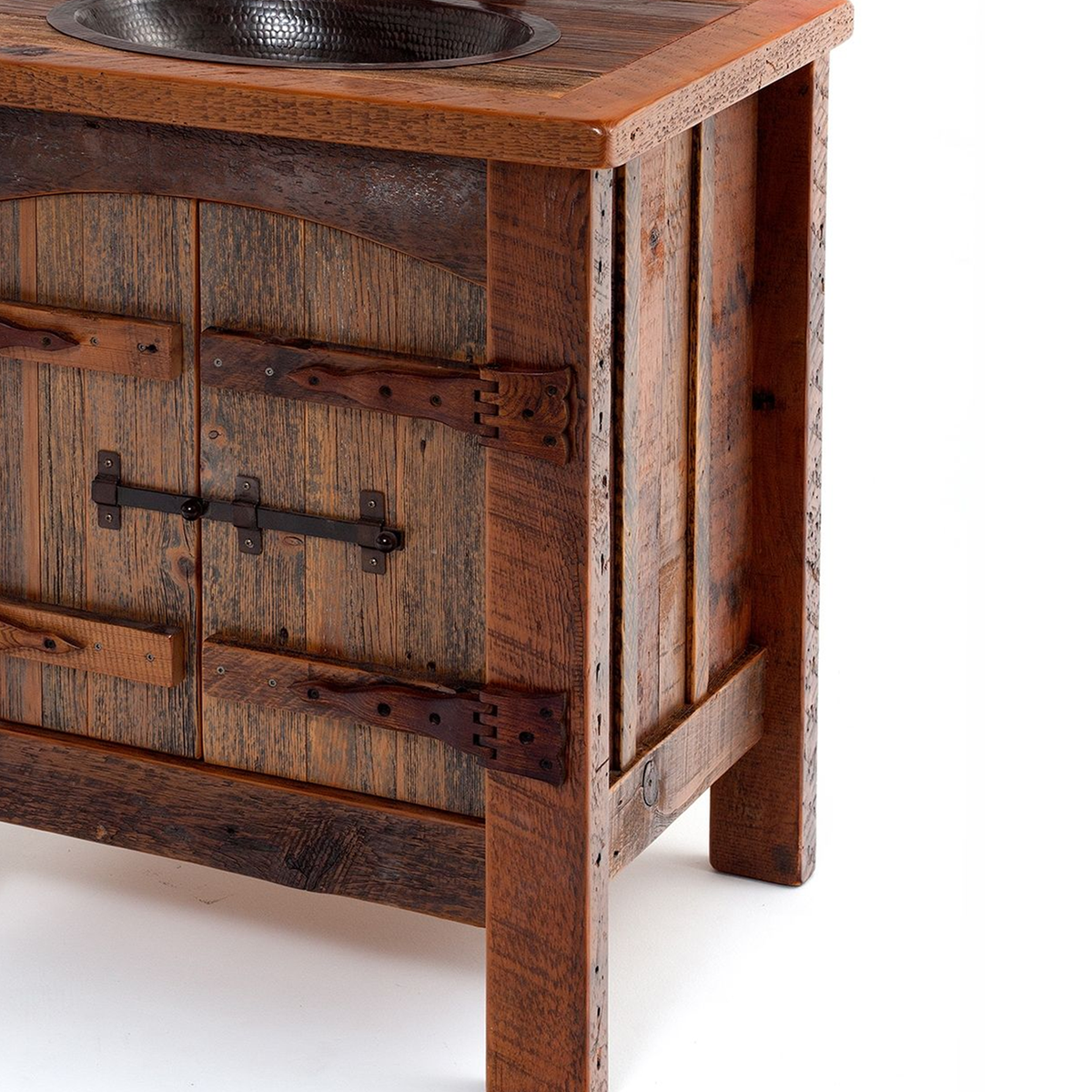 Bathroom Sink Vanity Table, Mid Century Live Edge Wood Cabinet