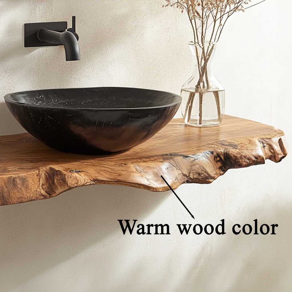 Live Edge Bathroom Vanity Shelf, Handmade Wood Floating Sink Top