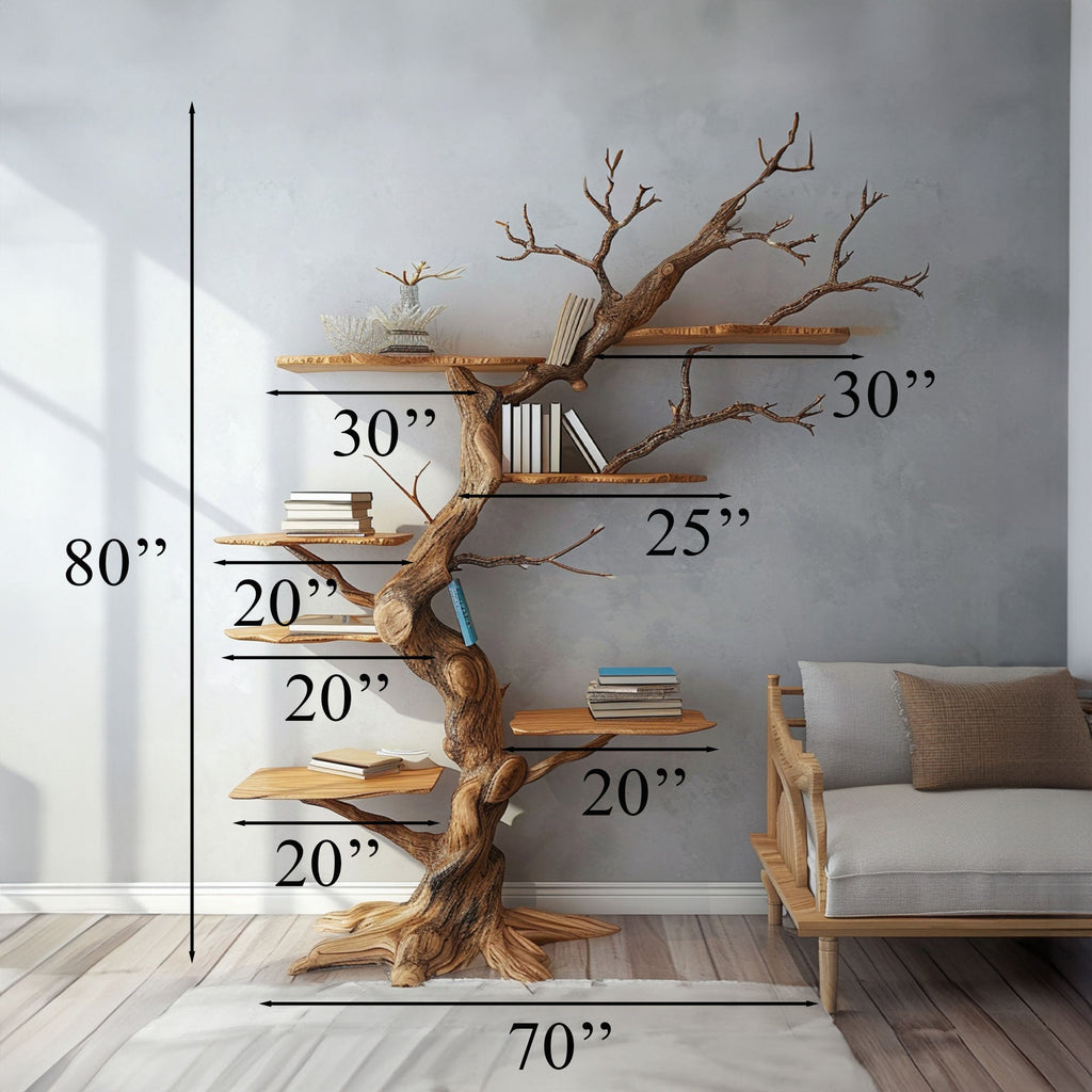 Rustic Tree Branch Floating Shelves Nursery Bookshelf Live Edge Wood