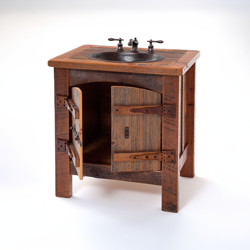 Bathroom Sink Vanity Table, Mid Century Live Edge Wood Cabinet
