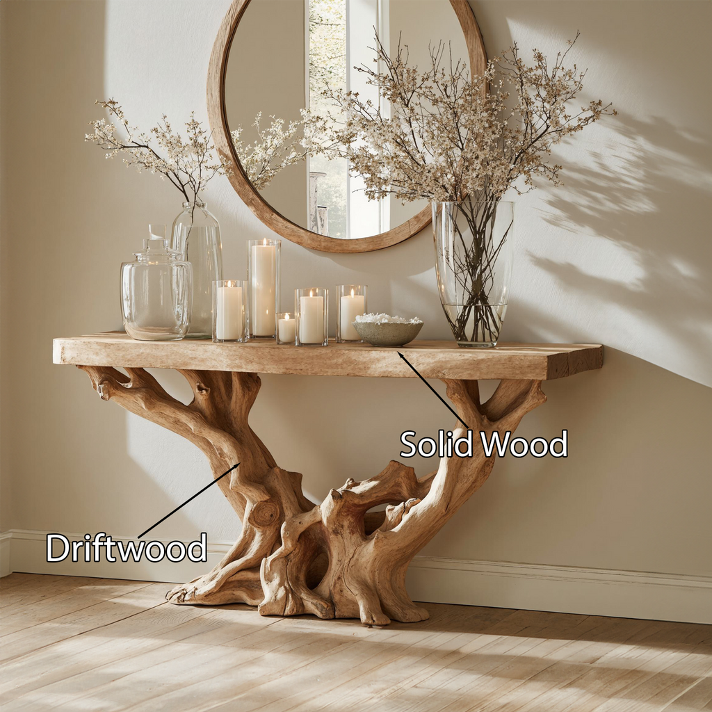Farmhouse Console Table, Solid Wood Entryway Table for Holiday Decor