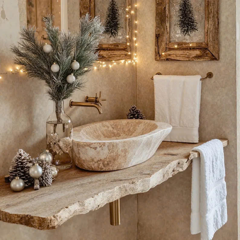 Rustic Live Edge Bathroom Vanity, Solid Wood Floating Sink Shelf