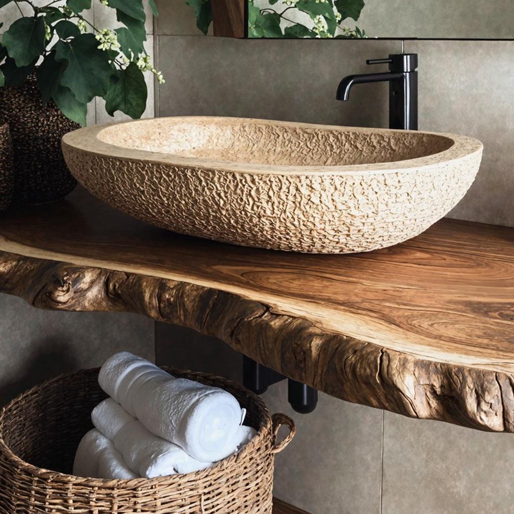 Rustic Floating Vanity Shelf, Thick Solid Wood Bathroom Sink Slab