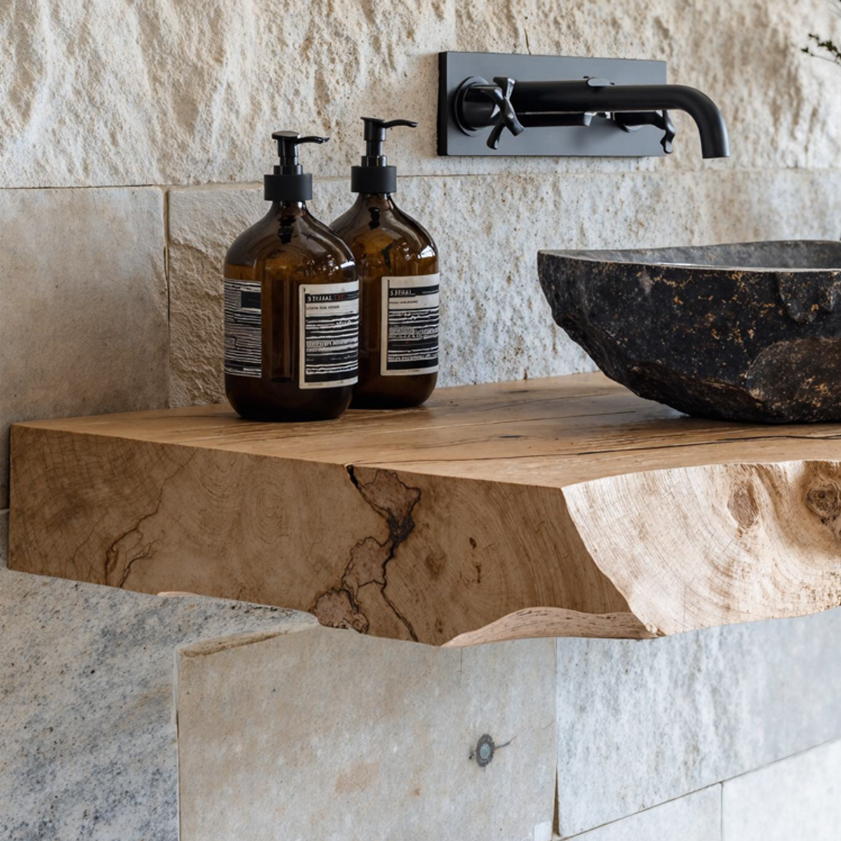 Bathroom Vanity Shelf, Handcrafted Wooden Floating Sink Shelf