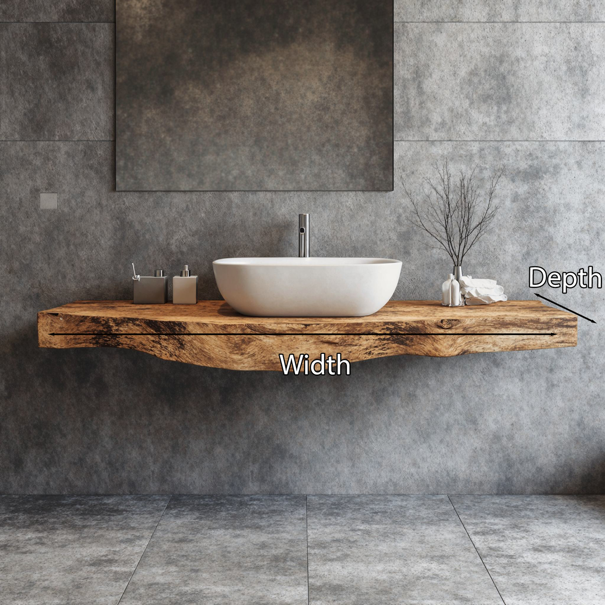 Farmhouse Solid Wood Vanity Top, Wall Mounted Bathroom Sink Shelf