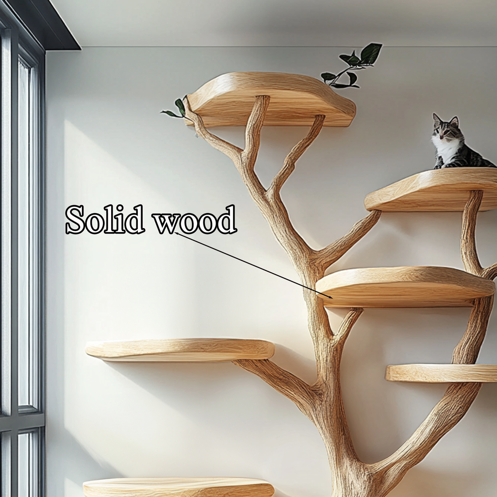 Wood Cat Tree Tower, Rustic Natural Branch Cat Furniture