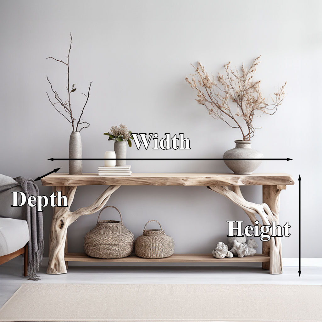 Decorative Console Table, Natural Wood Entryway Table for Hallway