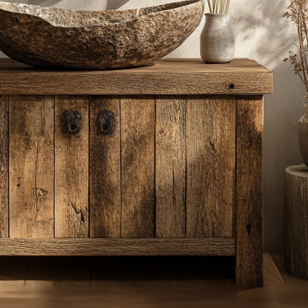 Rustic Bathroom Vanity Cabinet Reclaimed Wood Live Edge Farmhouse