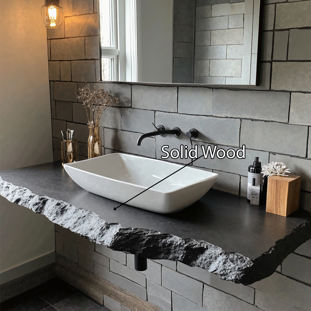 Live Edge Vanity Shelf, Natural Wood Bathroom Countertop Slab