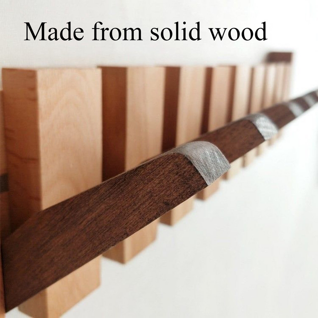 Piano Hat Rack, Wall Mounted Solid Wood Keyboard Hooks for Entryway